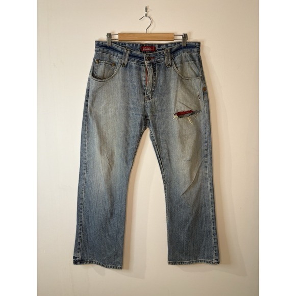 Plugg Other - Y2K Plugg Jeans Co Mens 34x30 Bootcut Ripped Denim Jeans Medium Wash 100% Cotton